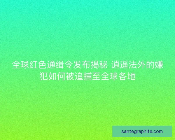 全球红色通缉令发布揭秘 逍遥法外的嫌犯如何被追捕至全球各地
